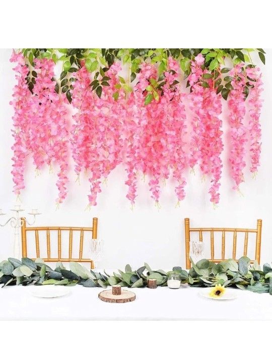 40 Pcs Pink Wisperia Flowers Party Decorations