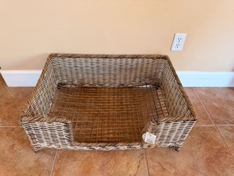 🐕 🛏️ NEW For Pets Only Brown Wicker Basket Woven Pet Bed Frame HomeGoods