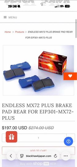 ENDLESS MX72 PLUS BRAKE PADS FRONT & REAR for BMW G20/G30 (fits M340)