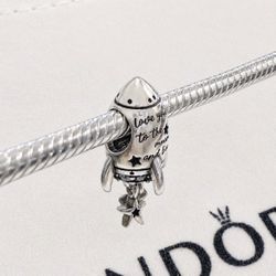 Pandora “Love You to the Moon and Back” Rocket Dangle Charm