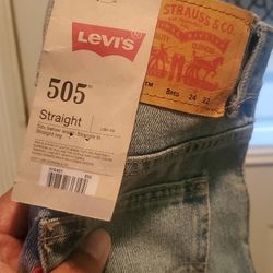 Levi 505 Straight  Jeans....brand New!..fits  ..size 24x22 Young Youth