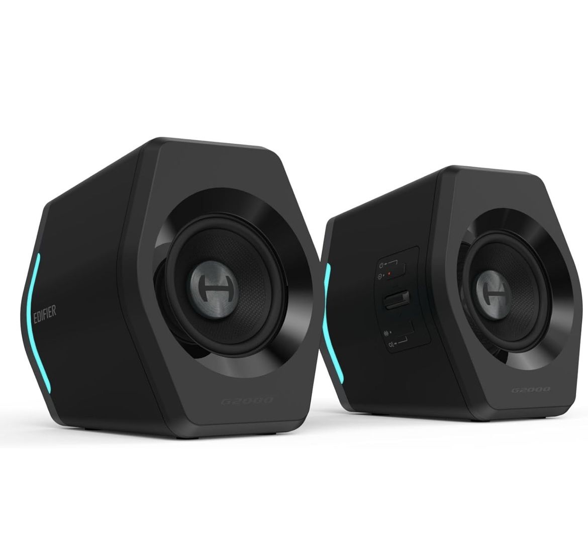 Edifier Hecate RGB Gaming Speakers, 32W Peak Power, Bluetooth 5.1, Game/Movie/Music Modes, 12 RGB Lighting Effects, Compact Design for PC/PS4/Desktop