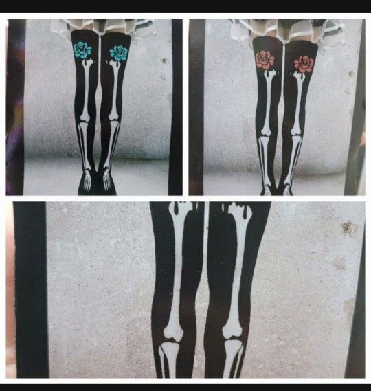 Skeleton knee-high socks