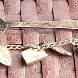 Vintage Sterling Charm Bracelet And Baby Spoon