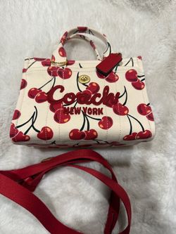 Coach New York Cherry Print Canvas Tote Bag