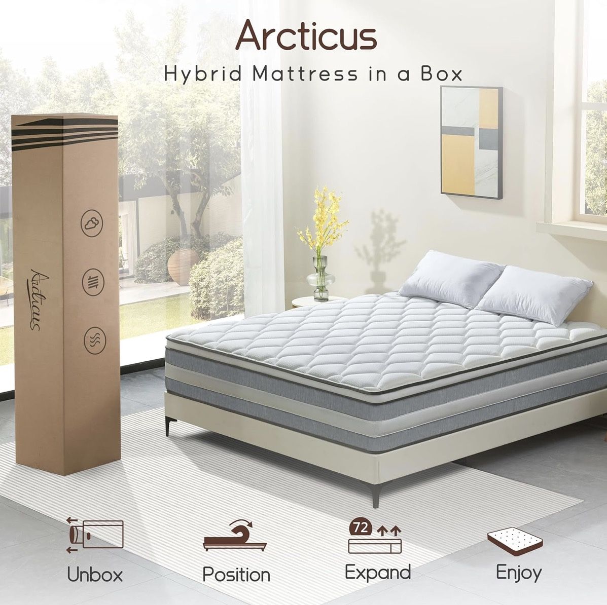 NEW: Arcticus 12” Hybrid Mattress (Full)