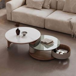 Modern Rotating Coffee Table with Marble Top