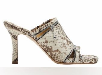 Burberry Python-Embossed Zipper Mule Sandals