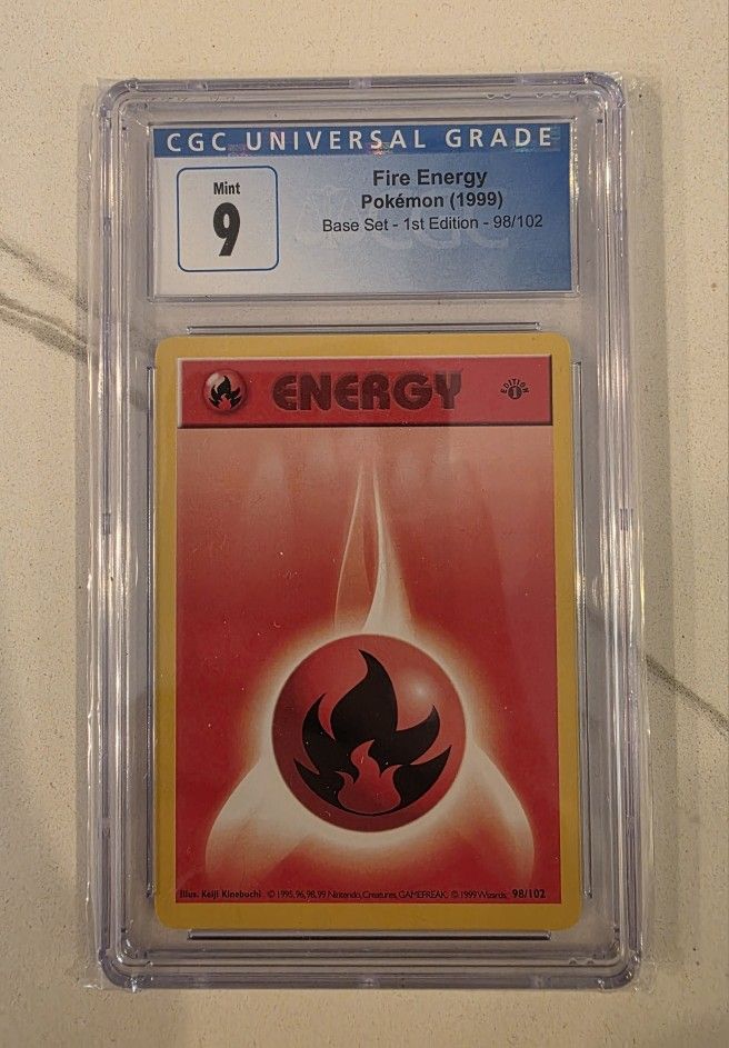 CGC 9 MINT Fire Energy Base Set 1st Edition 98/102 Energy Pokemon Card psa bgs