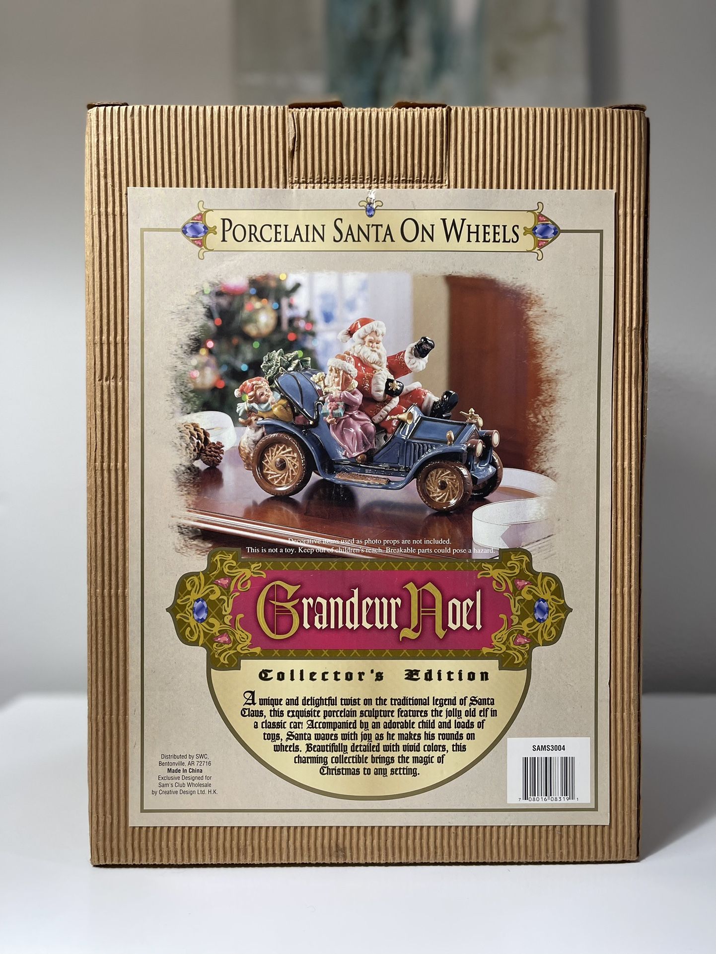 2003 Grandeur Noel Porcelain Santa Claus On Wheels Car Figurine Vintage Antique Classic Driving