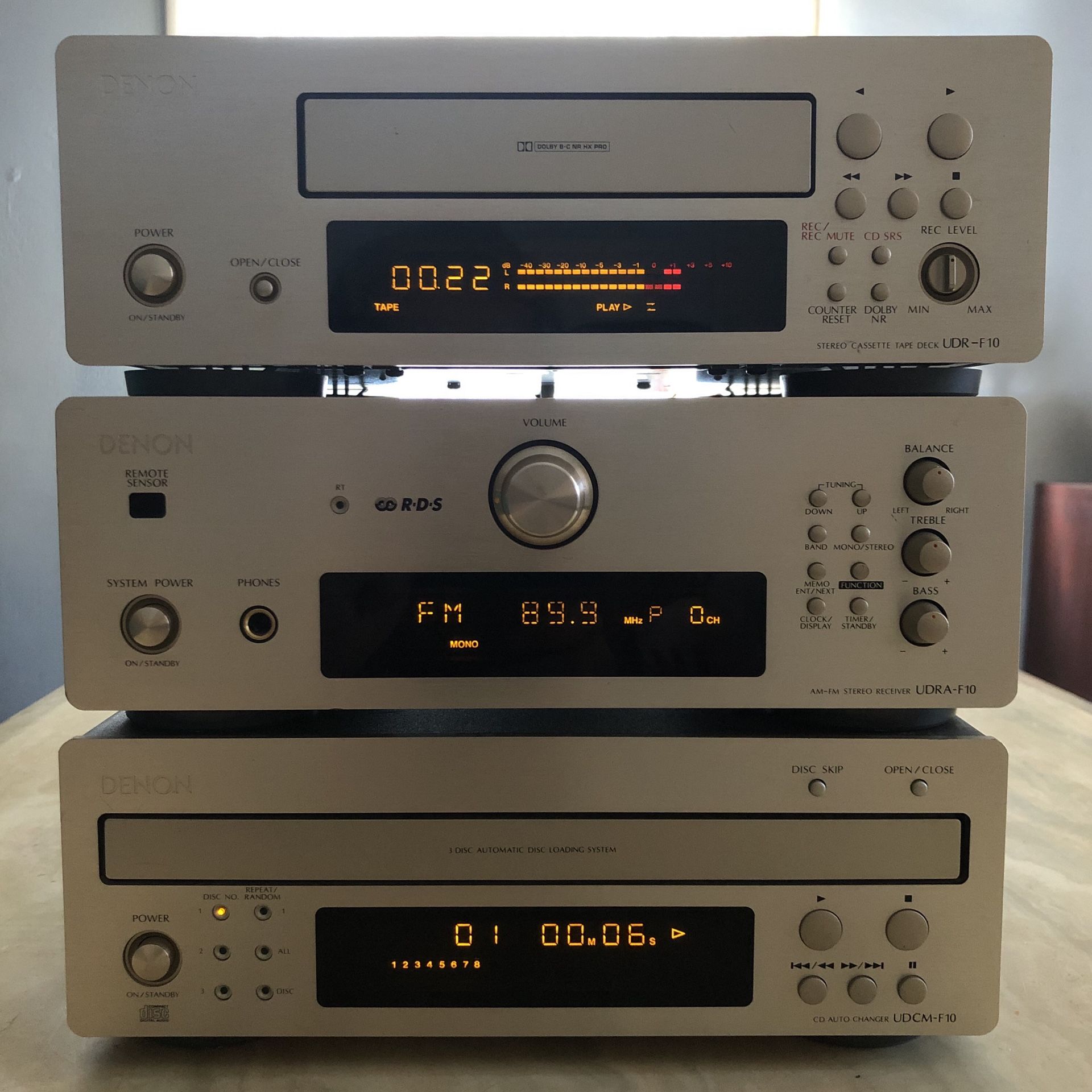 Denon Micro Hi-Fi Stereo System, Cassette Deck, Receiver & CD Changer UDRA-F10,