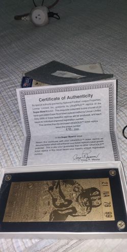 24k Gold Super Bowl 2 Ticket