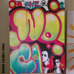 Original Hand Painted Graffiti Wall Canvas Painting - Great For That Street Art Look - 40" × 30"  Large Canvas. TODAY ONLY $200