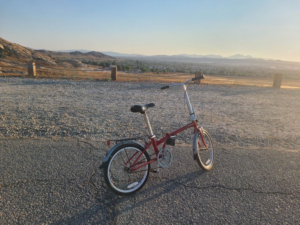 Red portable bicycles