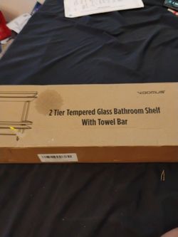 2 tier Tempered glass shelf with towel bar