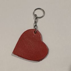 Red Leather Keychain Heart Shape