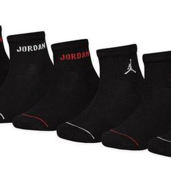 JORDAN 23 LOGO YOUTH KID'S CUSHIONED ANKLES COMFORT SOCKS 6-PK BLACK 3y-5y