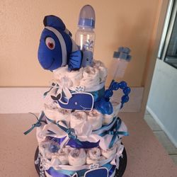 3 Tier diaper cake whale