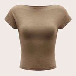 Women's Tan and Brown Crop-top(165)23