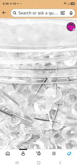 500 Clear Push Pins – Steel Point with Plastic Head, Decorative Thumb Tacks for