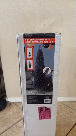 NEW IN BOX 6ft Black Sparkle Tree - Sealed