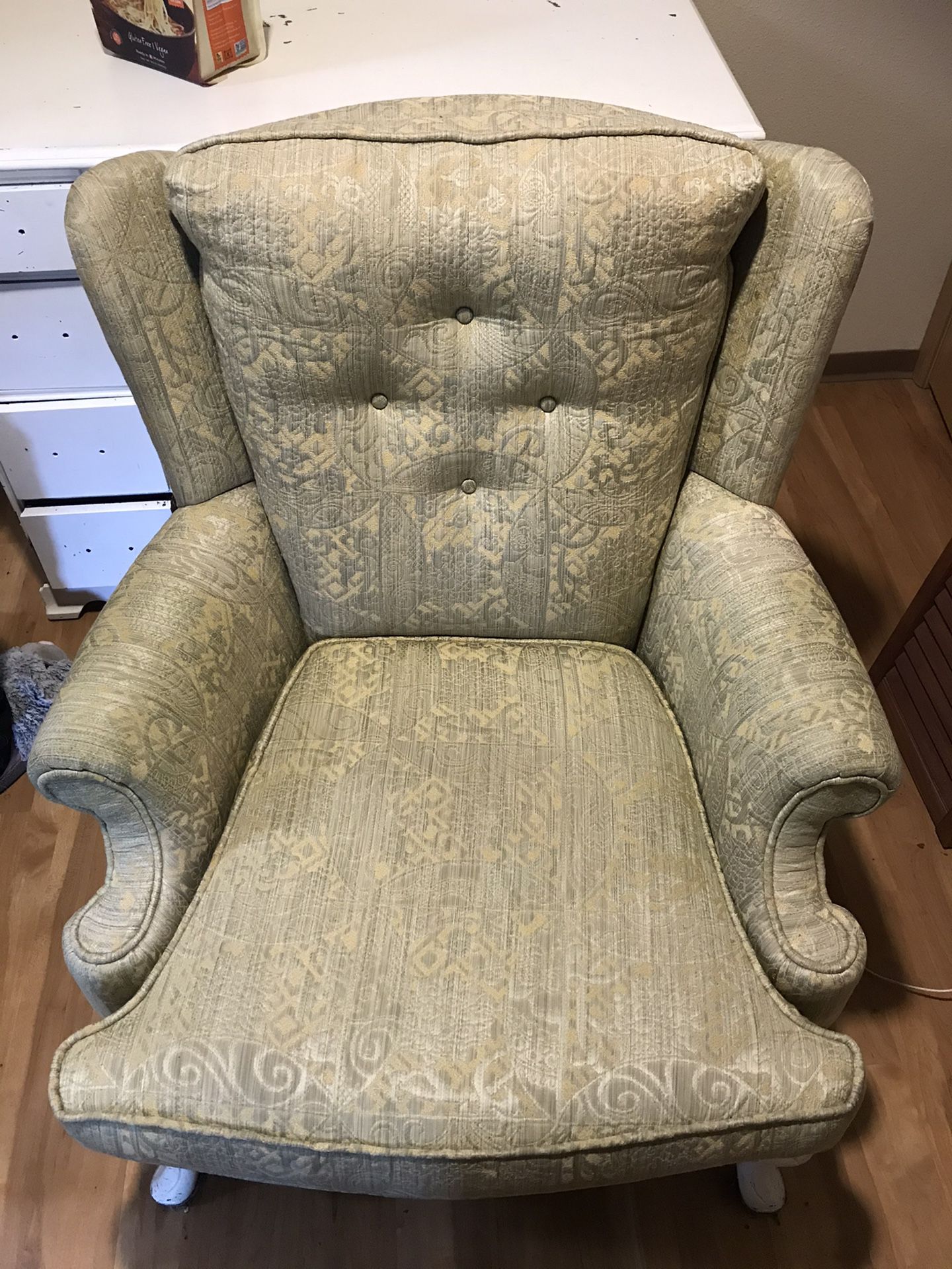Antique green & gold chair YOU HAUL
