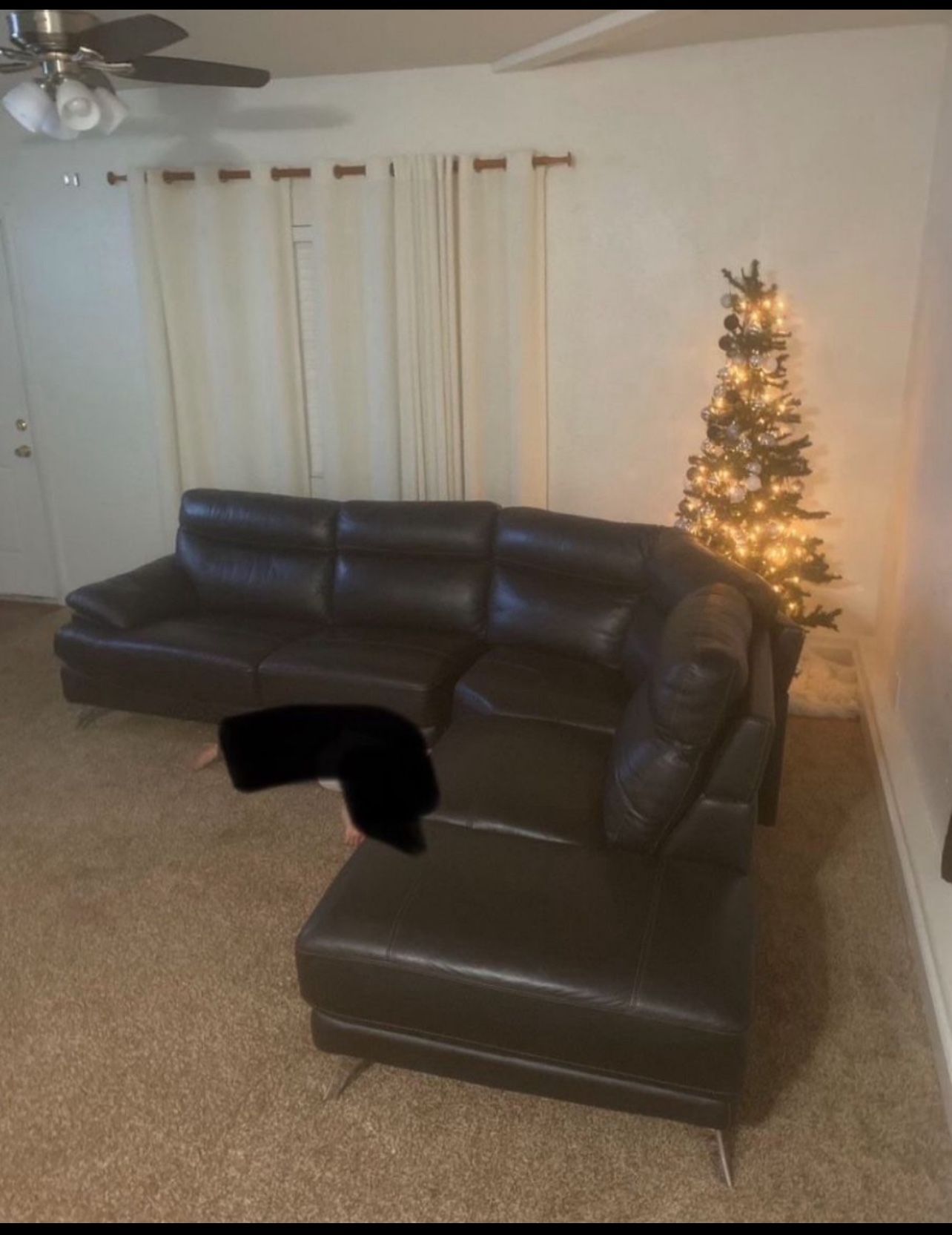 Black Leather Couch / Sillón De Piel Negro