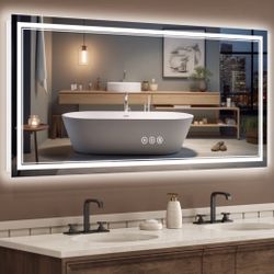 LED Mirror- 72” x 36” LED Touch Button Bathroom Vanity Mirror, Switchable Color LED with Defogger
