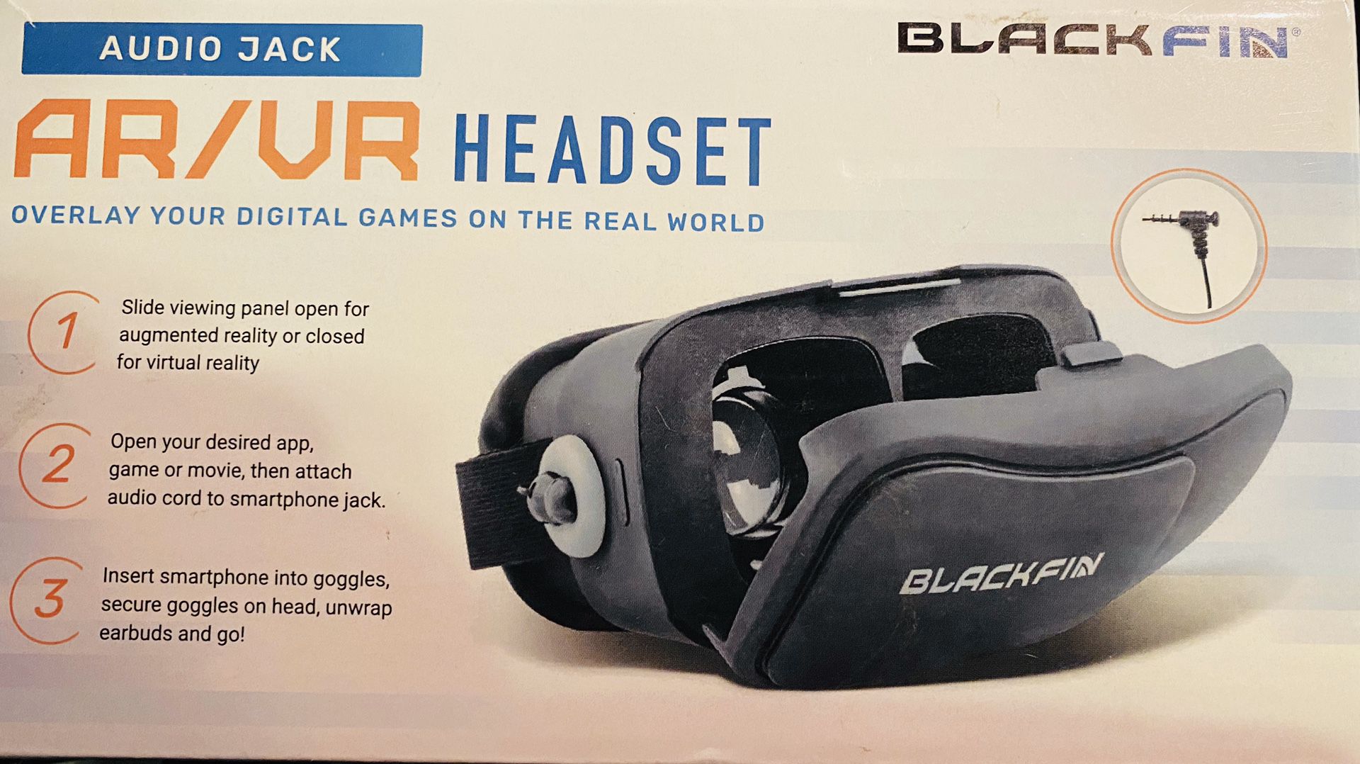 Blackfin AR/VR HEADSET with Audio Jack iOS And Samsung Compatible With Earbuds