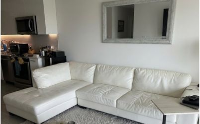 Modern White Faux Leather Sectional Sofa with Chaise (Moving Sale)
