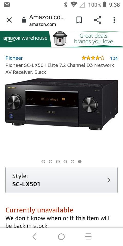 Pioneer home theater receiver lx501 high end