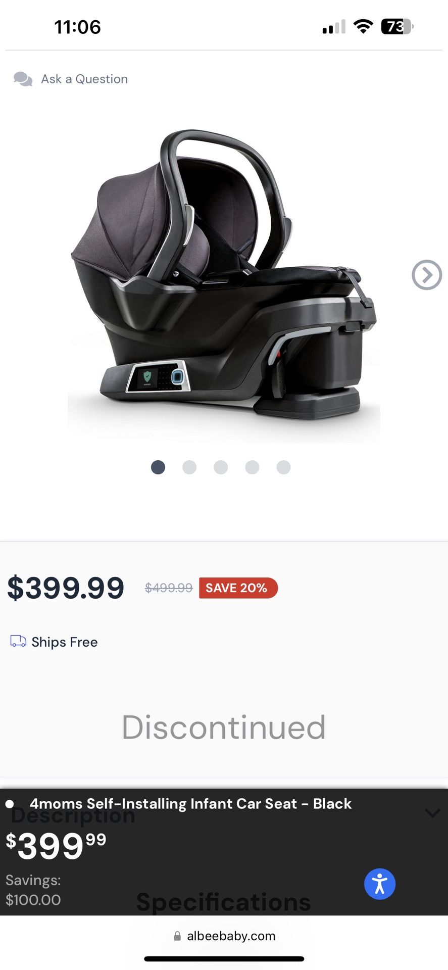 4moms car top seat discontinued