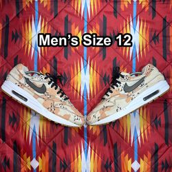 Nike Air Max 1 Premium Mens Size 12 Desert Beach Camo Shoes 875844-204
