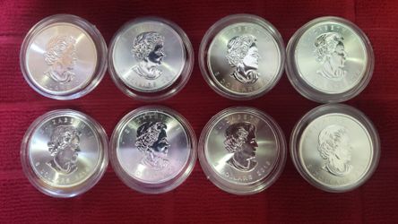 I have 8 Maple Leaf .9999 Troy Ounce Silver Coins