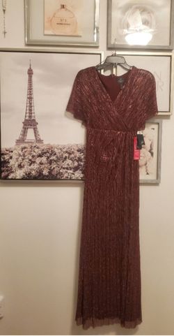 knee length dresses for ladies Blouson Sleeve Metallic Knit Dress