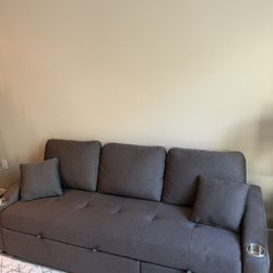 Extendable Sofa Modern Gray Sleeper Pull Out Ottomans Couch