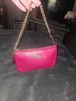 Coach Pink Leather Chain Shoulder Bag