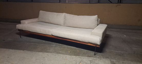96" Custom West Coast Modern LA "Wood-Rail" Walnut Sofa