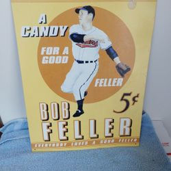 1993 Bob Feller (Baseball) Metal Tin Sign 16"x12"