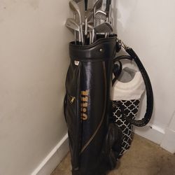 Variety Of Golf Clubs With Bag