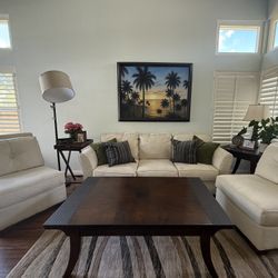 Rectangular Wood Coffee Table & End Table 