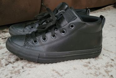 Boys Black Leather Converse Size 3y 
