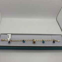 Evil Eye Gold Charm Bracelet 