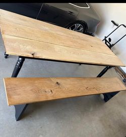Farmhouse, modern table with bench