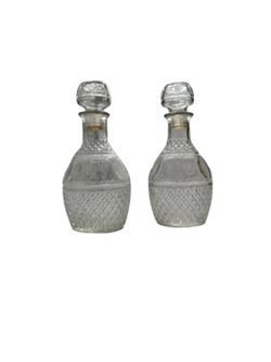 Vintage Pair Glass Decanter Bottles