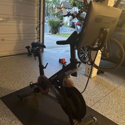 Peloton Bike with Mat And Weights