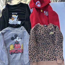 Girls 4T And 5T Clothes Sweater Jacket Shirt Pants Dress Long Sleeve Mickey Mouse Mario Nike 