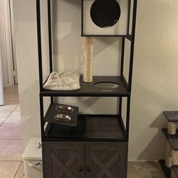 Cat Tower Multi-level w/ Feeding Station & Cabinet