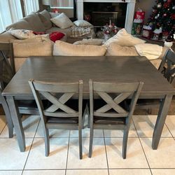 Grey Dinning Table Set With 5 Chairs 