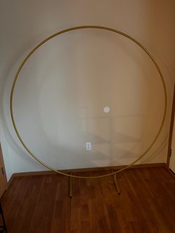 Large Gold Metal Circle Arch with Stand